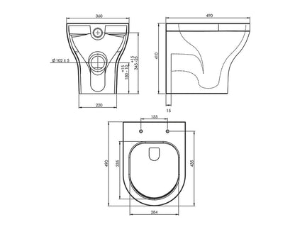 Brixton back to wall pan with soft close seat